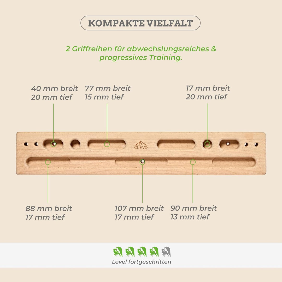 Clevo - Fingerboard Flex Trainingsboard Klettern – Hangboard für Bouldern & Indoor Training – Griffb