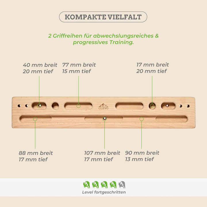 Clevo - Fingerboard Flex Trainingsboard Klettern – Hangboard für Bouldern & Indoor Training – Griffb
