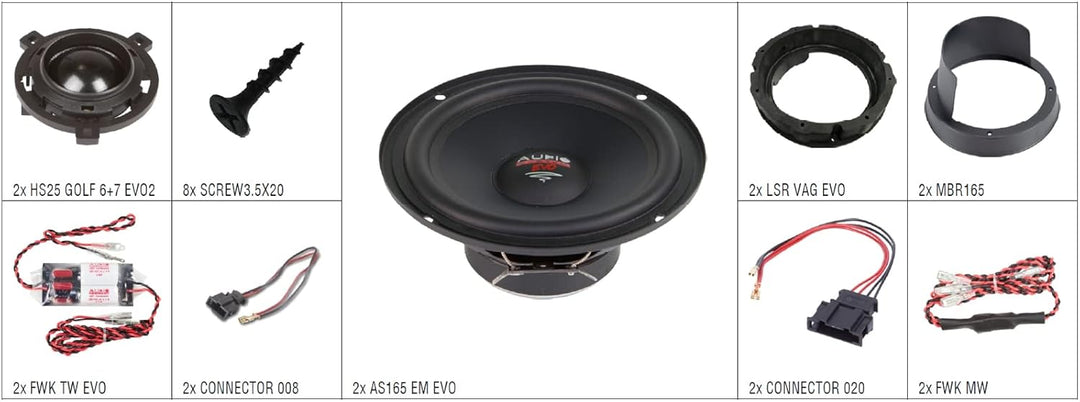 Audio System Xfit kompatibel mit VW Golf 7 EVO 2 Lautsprecher 165 mm 2-Wege kompatibel mit Golf 7 Co