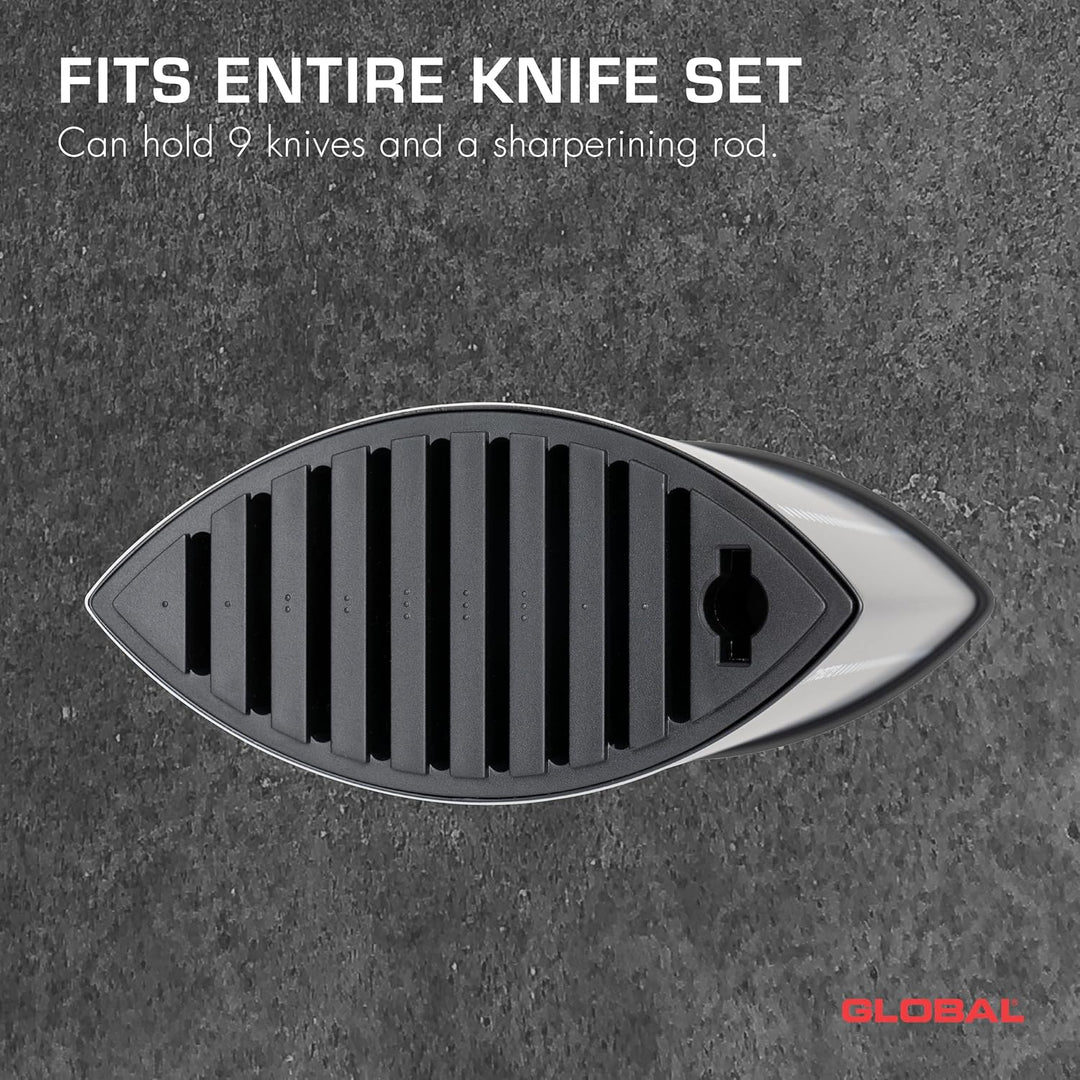 Global GKB-52/CB Messerblock oval, S-Size, schwarz für 9 Messer Farbe 2:, Farbe 2: Schwarz