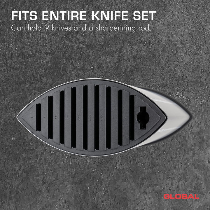 Global GKB-52/CB Messerblock oval, S-Size, schwarz für 9 Messer Farbe 2:, Farbe 2: Schwarz