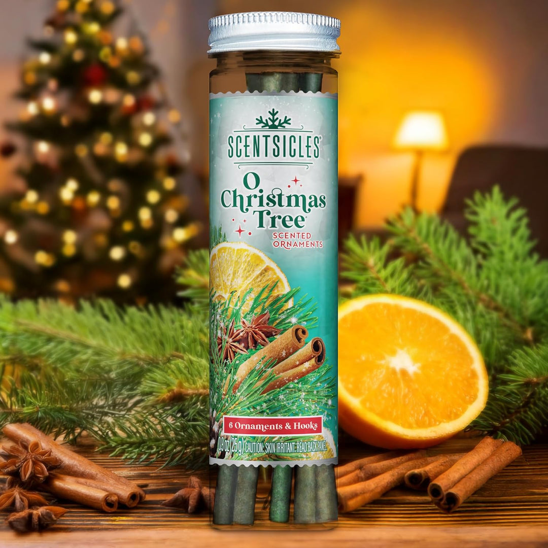 Scentsicles O Christmas Tree-Duftschmuck mit Haken, 2 Flaschen (insgesamt 12 Stäbchen) | Scentsicles