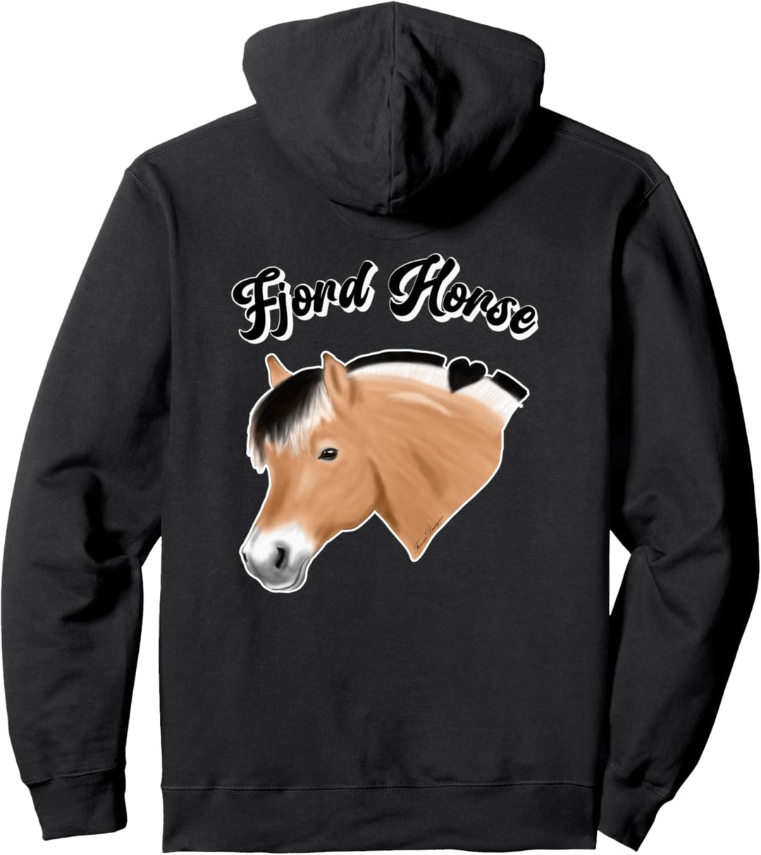 Norwegisches Fjordpferd Fjord horse Pferde dunkles Reiter Pullover Hoodie