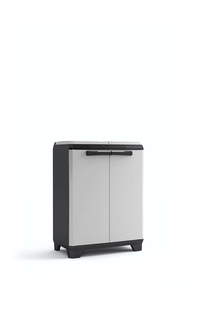 Keter Split Premium Recyclingschrank, schwarz/grau, 68 x 39 x 92 cm, mit Drucköffnung Schwarz, Grau,