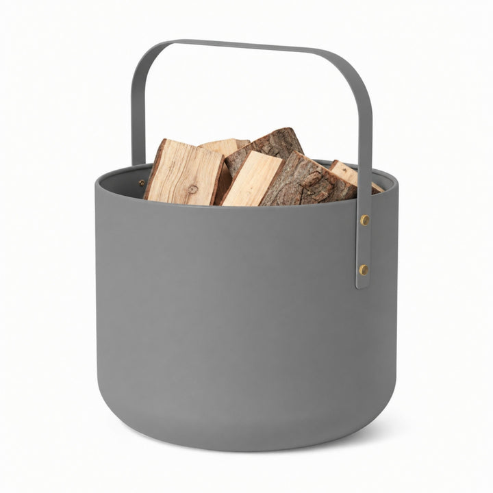 LIVLIG Design Kaminholzkorb Metall, Holzkorb für Kaminholz mit Henkel, Grosser Korb für Kaminholz 36