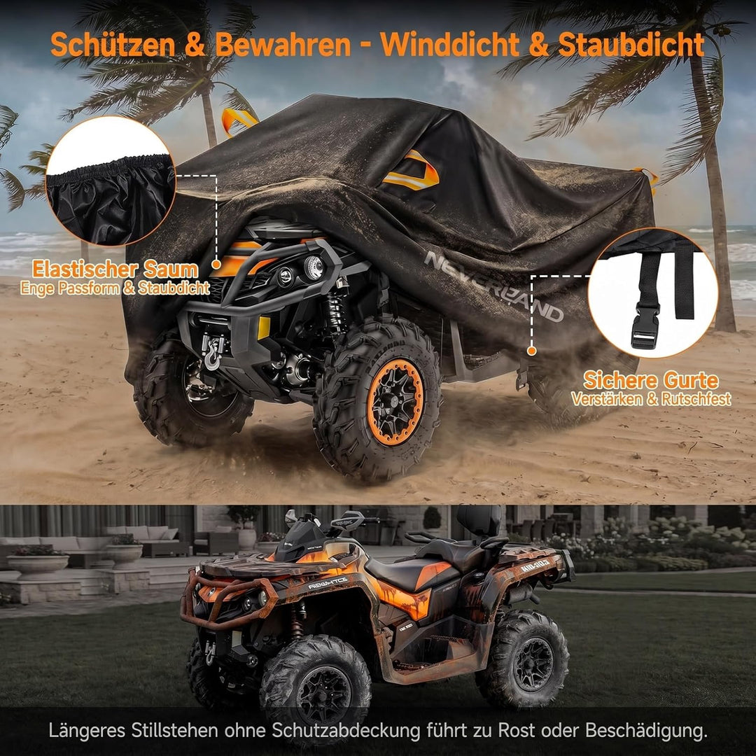 XXXL Quad ATV Abdeckplane NEVERLAND Fahrzeug Abdeckung Schutz Cover 210D 256 * 110 * 120cm Phosphore