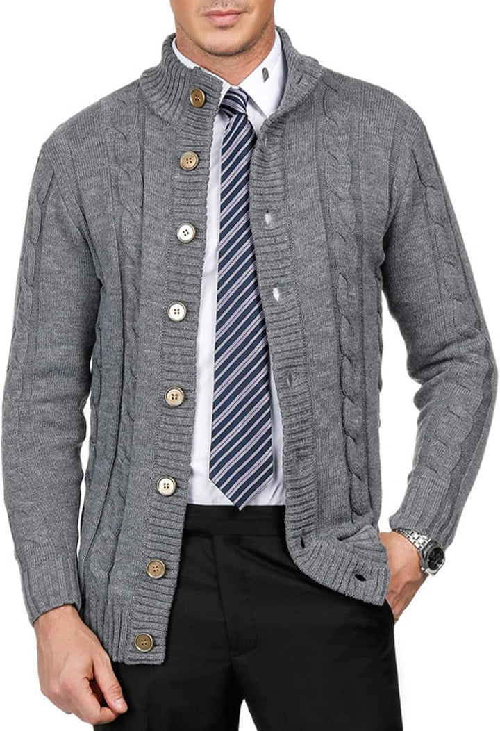 PJ PAUL JONES Herren Strickjacke mit Knopfverschluss Zopfmuster Strickjacke Cardigan mit Gerippter S