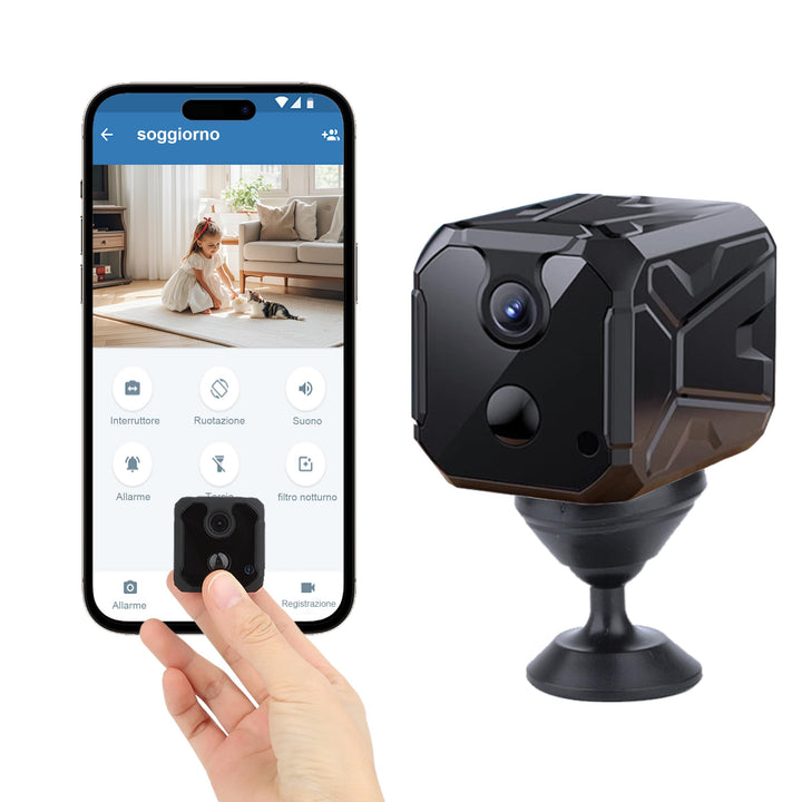 ZHENHAN Mini Kamera, Überwachungskamera Innen mit Akku, 2.4 GHz WLAN Kamera mit Bewegungserkennung,