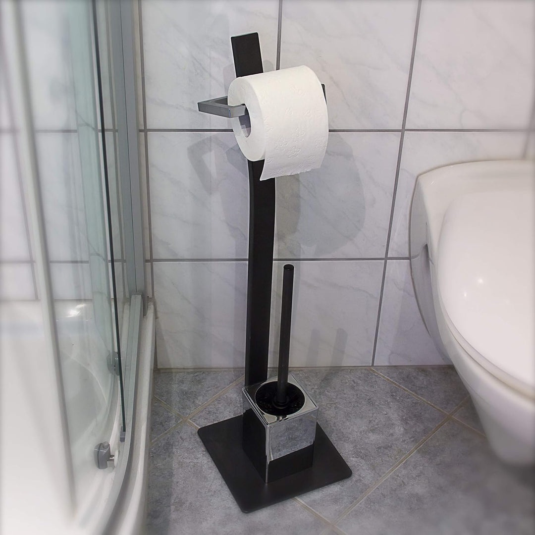 Relaxdays WC Garnitur, Metall, Grau, 70 x 20 x 20 cm, 70 x 20 x 20 cm