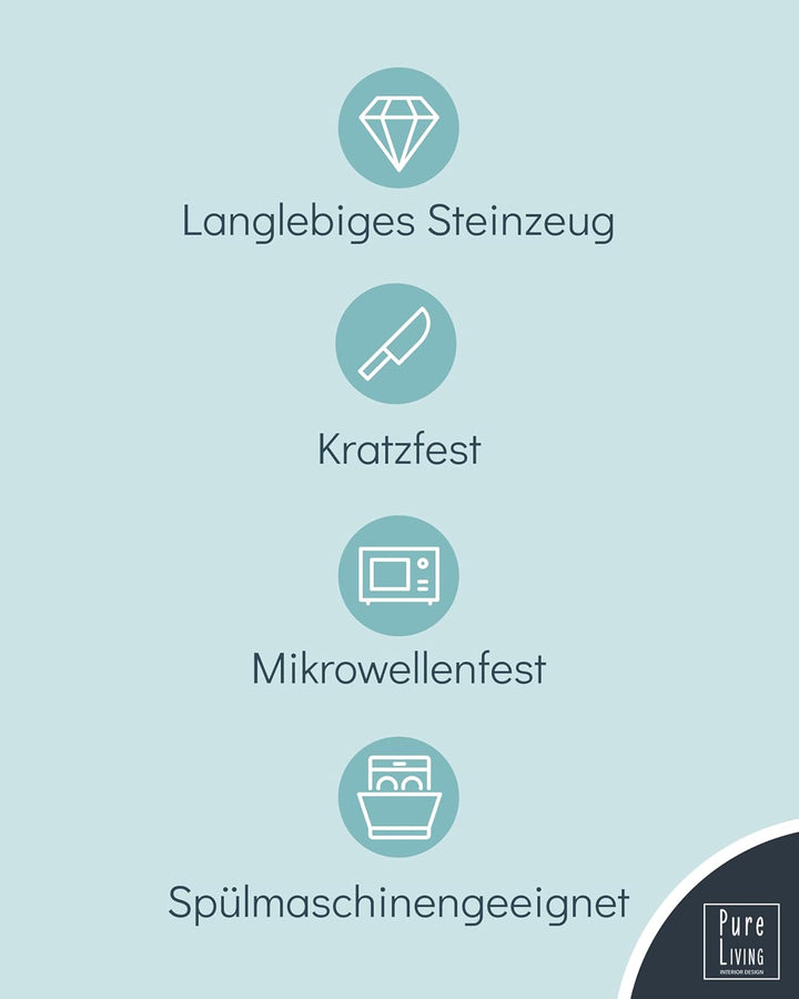 Steingut Geschirrset 6 Personen Ibiza 18-tlg. TEST SEHR GUT – Steingut Geschirr Set für Spülmaschine