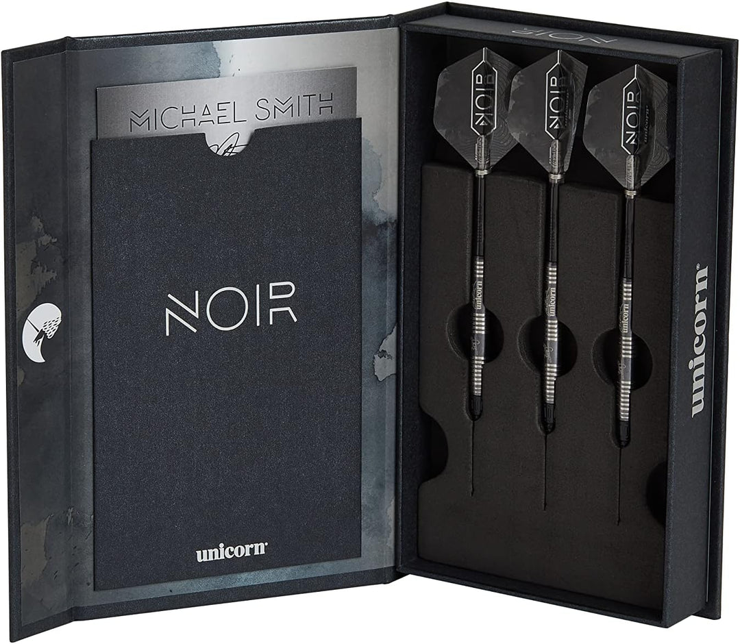 Unicorn Soft Tip Dartpfeile Set, Michael 'Bully Boy' Smith Noir Organic, 70% Tungsten Barrels mit sc