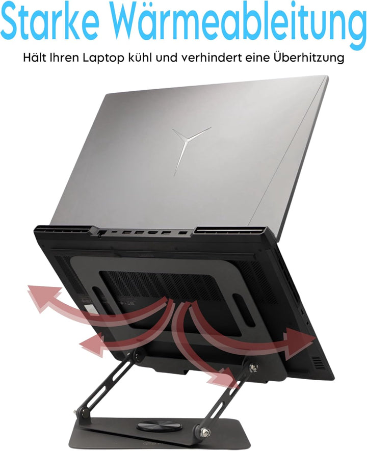 Kigam Laptopständer für Schreibtisch [360 Grad Drehbar] Höhenverstellbar Ergonomischer Tragbarer Lap