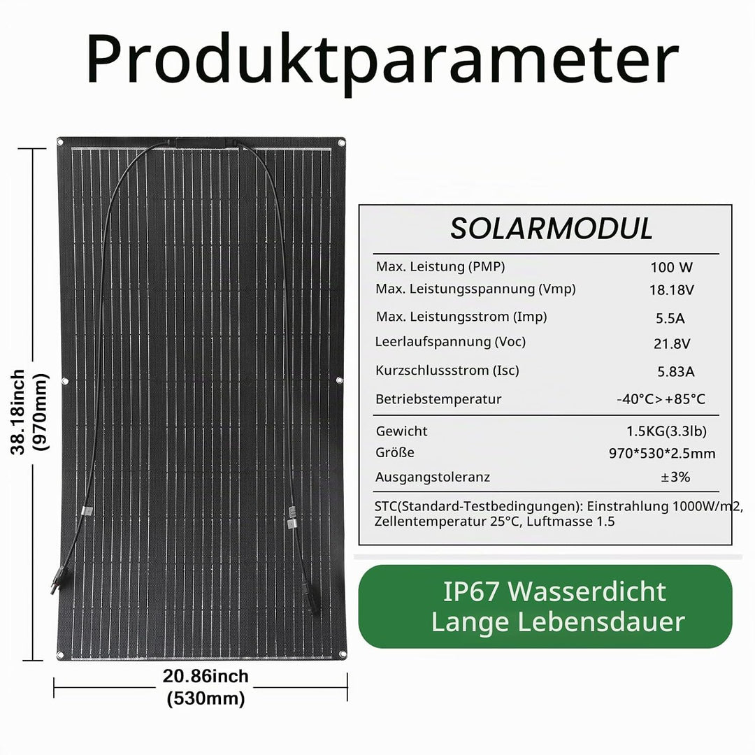 200W 12V Flexibel Solarpanel ETFE 2 * 100W Monokristallin Solarmodul für 12V/24V Batterien Marine Wo