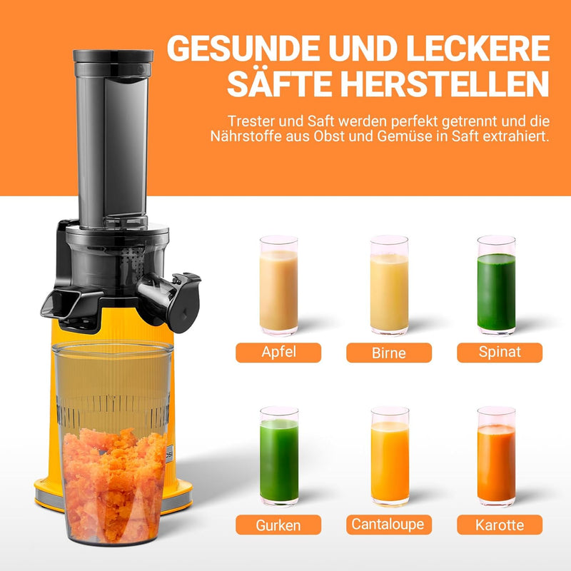 Entsafter AOBOSI-Mini slow juicer mit Rückwärts-Kau-Funktion-saftpresse elektrisch mit Bürste und 2