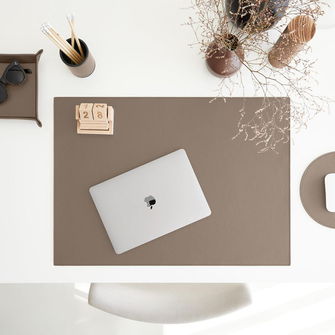 Eglooh - Iris - Taschenleerer aus echtem Leder Taupe Grau - Schreibtisch-Organizer mit modernem Desi