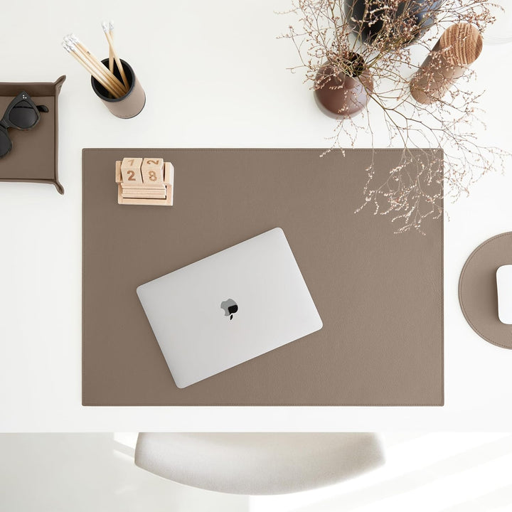 Eglooh - Iris - Taschenleerer aus echtem Leder Taupe Grau - Schreibtisch-Organizer mit modernem Desi