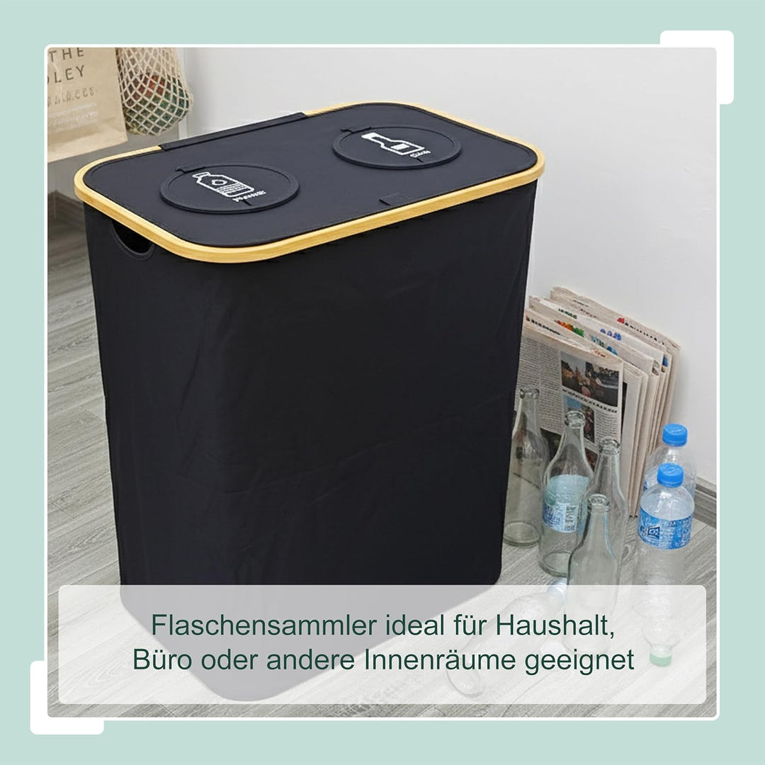 Relaxdays Pfandflaschen Sammelbehälter, 170 L, bis 100 Flaschen, 2 Innenbeutel, Flaschensammler für