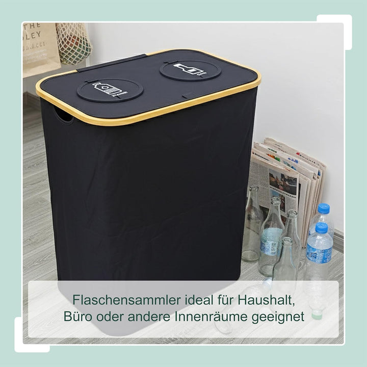 Relaxdays Pfandflaschen Sammelbehälter, 170 L, bis 100 Flaschen, 2 Innenbeutel, Flaschensammler für