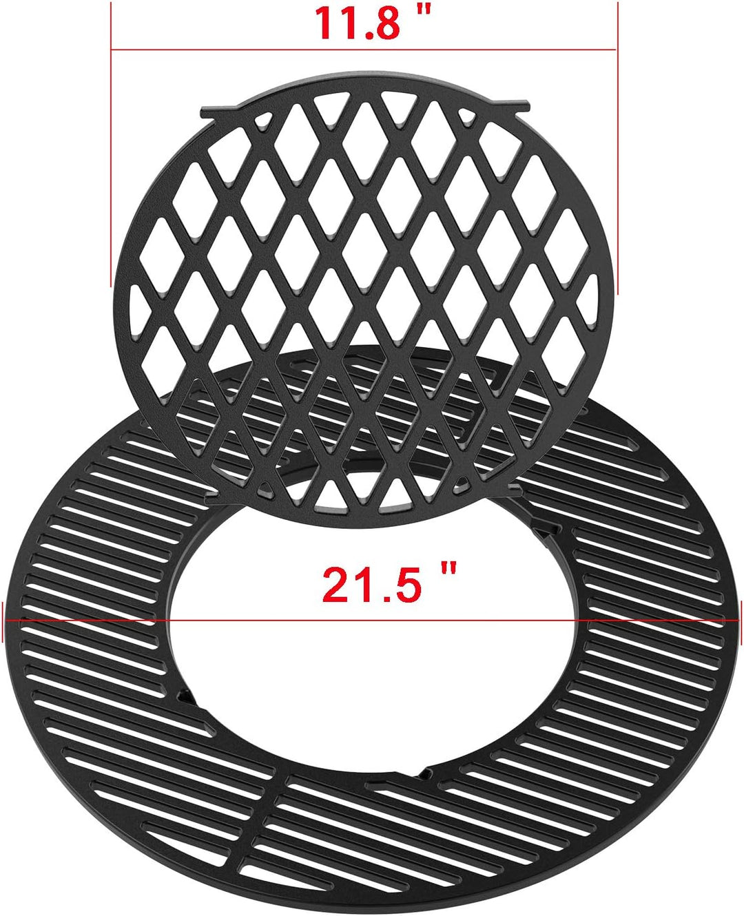 Onlyfire Kompletter Gusseisen-Grillrost System Sear Grate für Weber 57 Kugelgrill, Gusseisen