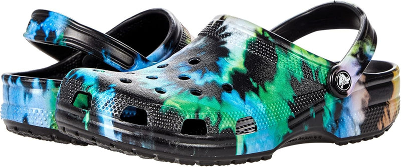 Crocs Unisex Classic Tie Dye Clogs 4 Women/2 Men Black Pastel, 4 Women/2 Men Black Pastel