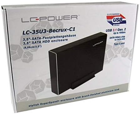 LC Power GEH 8.9cm (3,5") SATAIII>USB3.1 LC-35U3-Becrux-C1 (B, Aluminium, schwarz, 120 x 32 x 175 mm