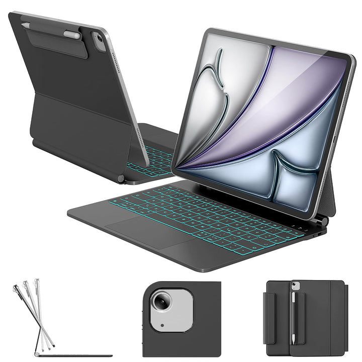 RAYMCRAFT Tastatur Hülle für iPad Air 13 Zoll (M4/M3/M2, 2026/2025/2024) &amp; iPad Pro 12.9 Zoll (6./5.