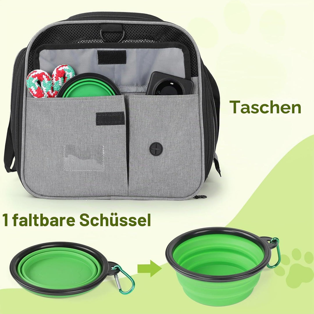 Pecute Katzentransportbox Transportbox Katze Gross, 48x33x34cm Erweiterbar Katzenbox für 2 Katzen Hu