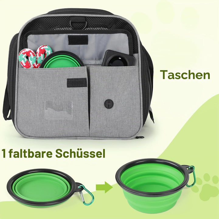 Pecute Katzentransportbox Transportbox Katze Gross, 48x33x34cm Erweiterbar Katzenbox für 2 Katzen Hu