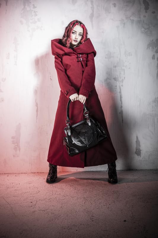 Gothicana by EMP Damen violetter Mantel mit grosser Kapuze XXL Rot, XXL Rot