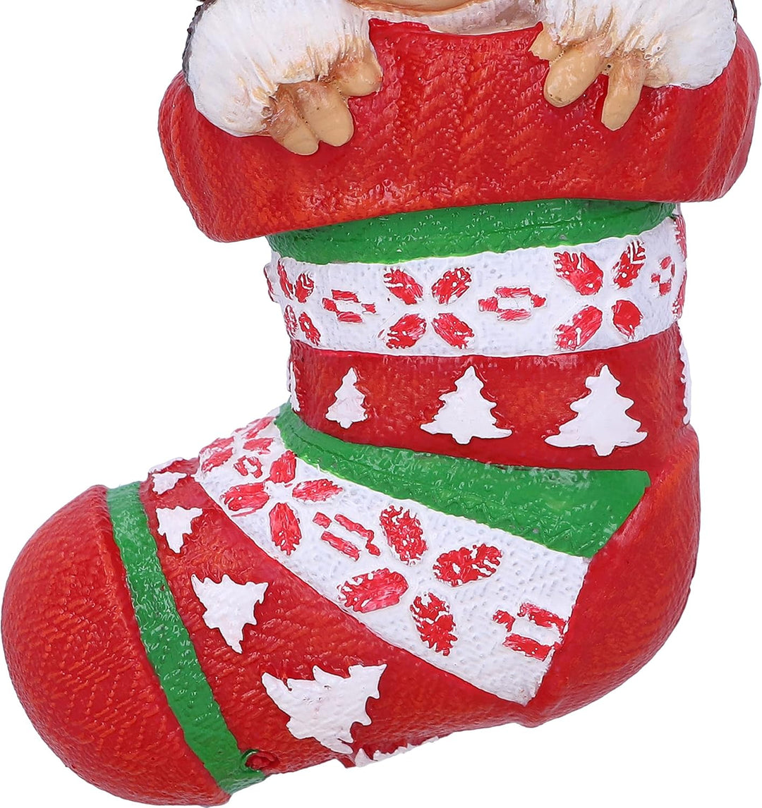 Nemesis Now Gremlins Gizmo im Strumpf zum Aufhängen, festlich, dekorativ, Weihnachten , rot, 12 cm,