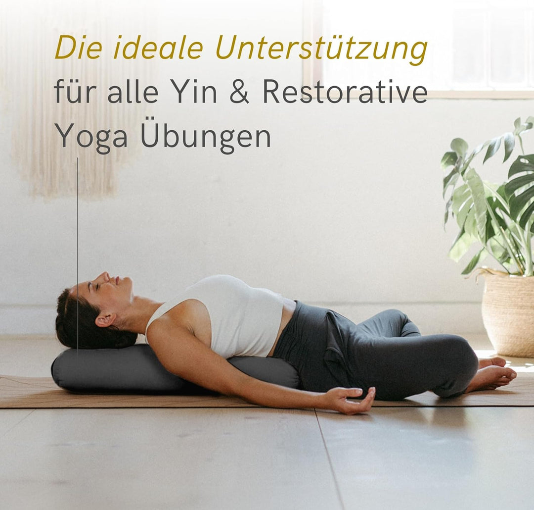 Lotuscrafts® Bolster Yoga Nackenrolle für Yin, 100% Kapok Füllung, Bezug aus Baumwolle waschbar, Kis