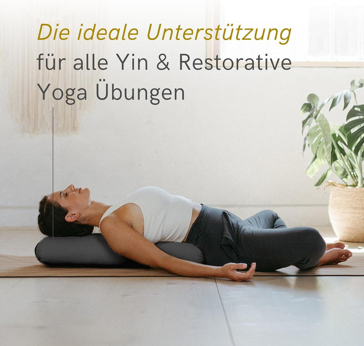 Lotuscrafts® Bolster Yoga Nackenrolle für Yin, 100% Kapok Füllung, Bezug aus Baumwolle waschbar, Kis