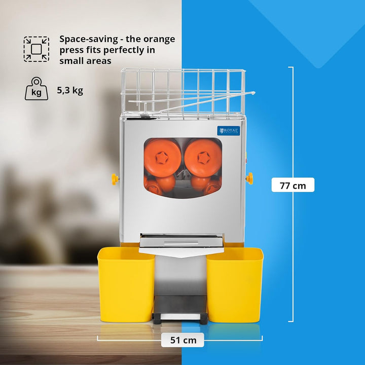 Royal Catering Orangenpresse elektrisch halb automatisch 120 W 20 Orangen/min Zitruspresse Orangensa