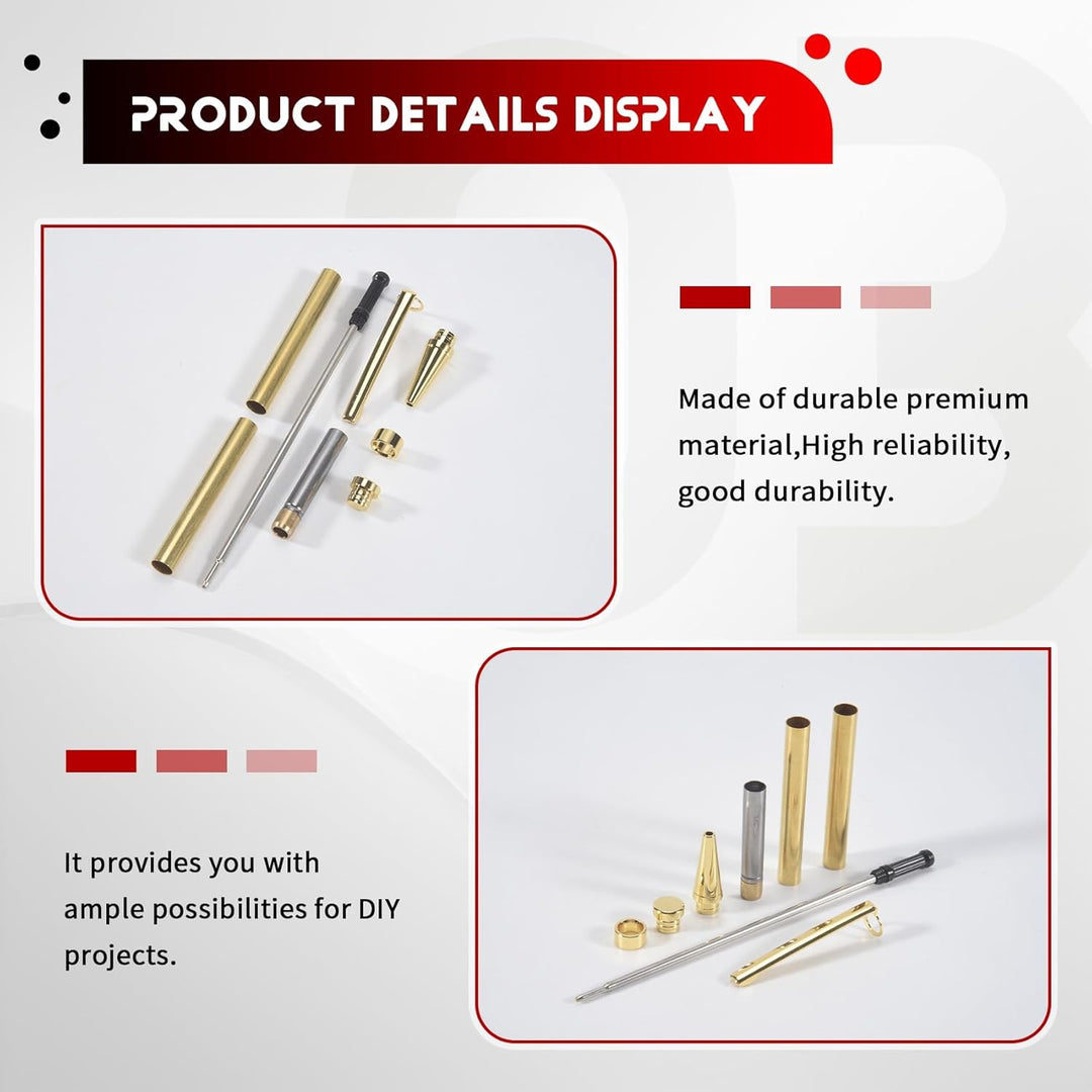 10 Set Stift-Set zum Drechseln, 7 mm Slimline-Stift-Drehset mit Nachfüll-Drehbank-Zubehör, Holzgefer