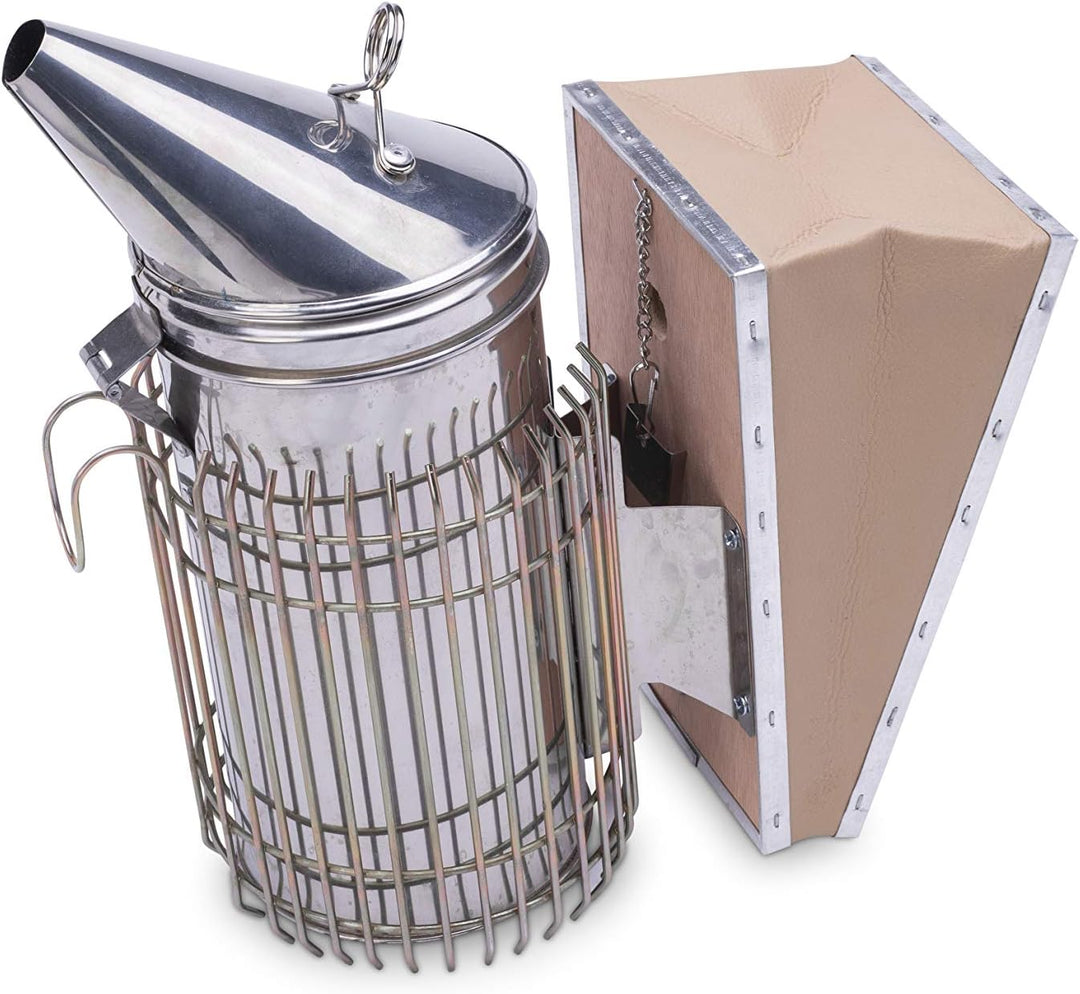 Imkado Imker Set M - Premium Edelstahl-Smoker, Rauchstoff, Anzünder - Ideal für Hobbyimker - Einstei