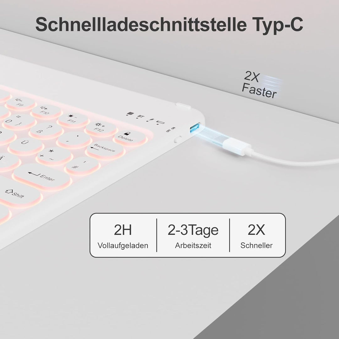 ZOPSGYU Hülle mit Tastatur für iPad A16 11. /10. Generation (2025/2022, 11/10,9 Zoll), Farben Beleuc