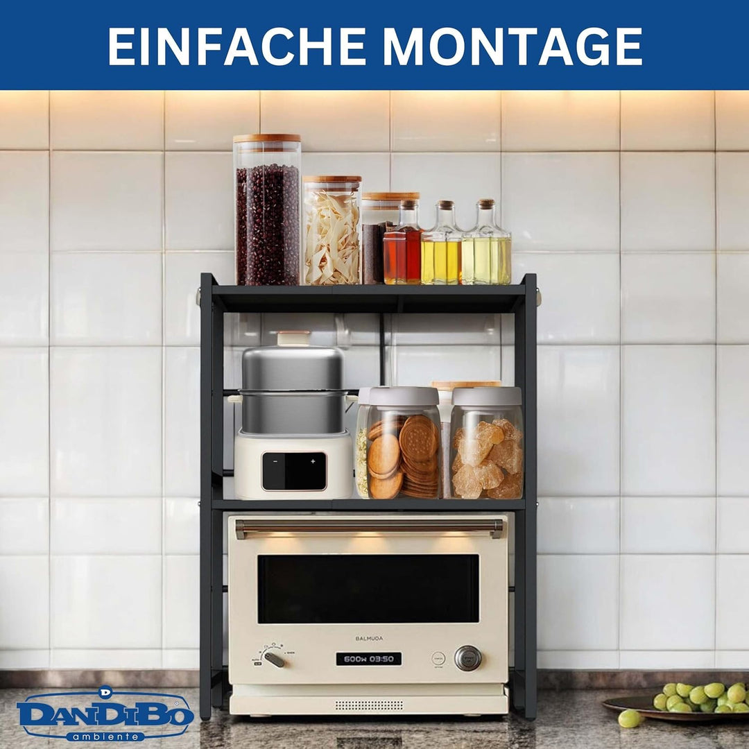 DanDiBo Verstellbares Mikrowellenregal 3 Stufig 40-64 cm Mikrowellen Regal 96614 Stehend Mikrowellen