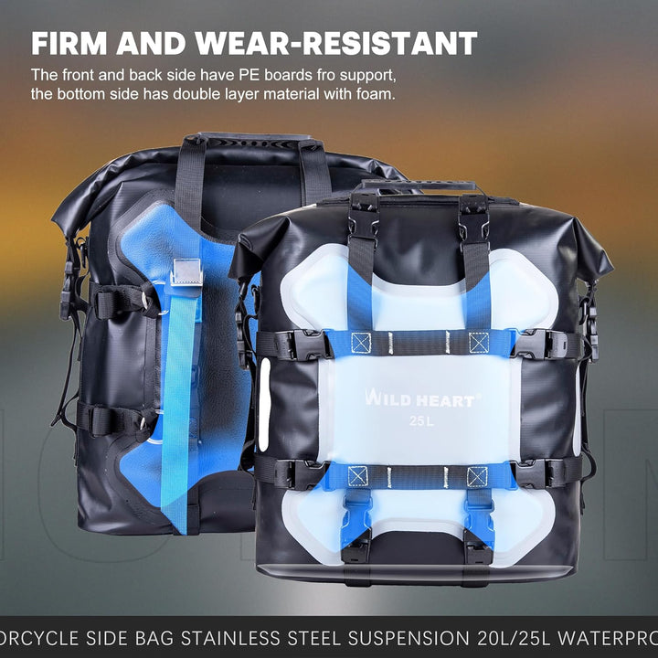 WILD HEART Motorrad Seitentasche Edelstahl Federung wasserdichte Tasche 20L/25L wasserdicht Pianner