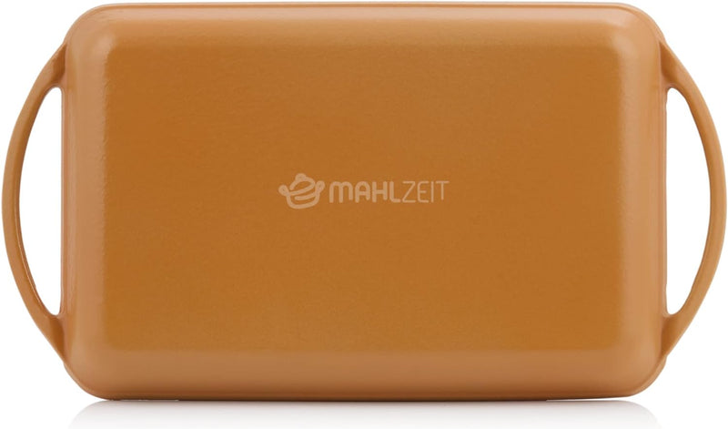 Mahlzeit Gusseisen-Grillplatte Emailliert | Sunny Orange | 39,5 x 22 x 3,5 cm | Grill Platte Gusseis