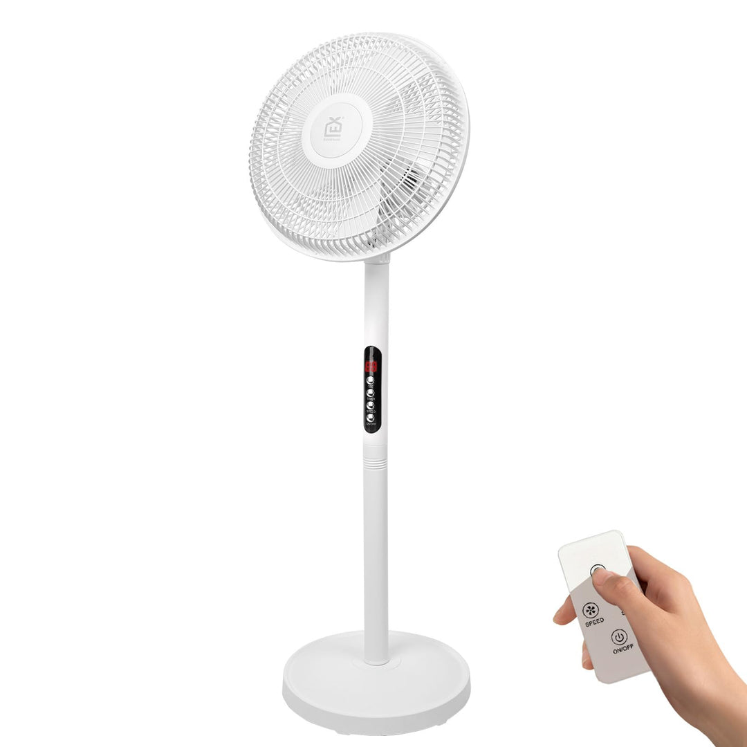 EXTRASTAR 16 Zoll Standventilator mit Fernbedienung, 6 Windstufen, 9h Timer, 70° automatische Schwen