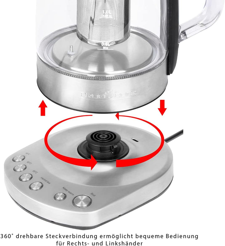 ProfiCook PC-WKS 1167 G, WIFI-gesteuerter 2in1 Tee- und Wasserkocher, kostenlose App, programmierbar