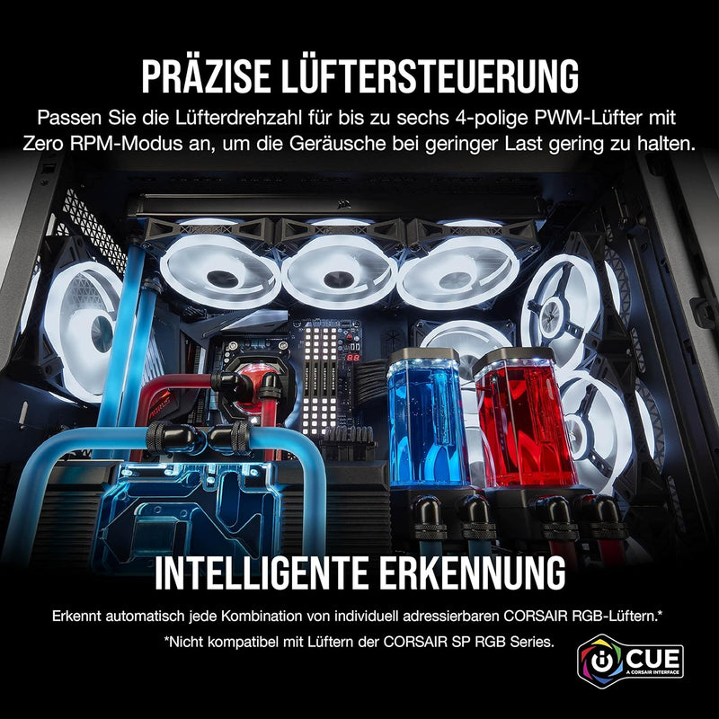 Corsair iCUE COMMANDER CORE XT, Digitale Steuerung der RGB-Beleuchtung und Lüfterdrehzahl (Sie bis z