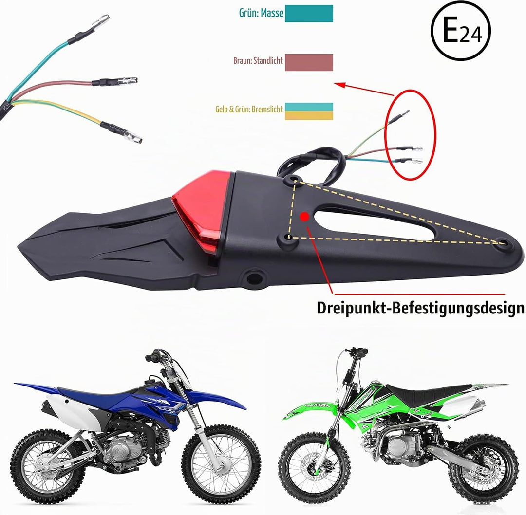 JMTBNO LED Motorrad Rücklicht E-geprüft mit Kennzeichen Halterung Rotem LED Bremslicht Weisse Kennze