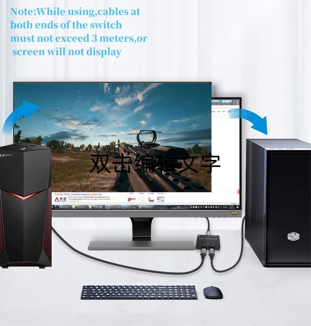 CABLEDECONN DisplayPort 8K DP 1.4 2In 1Out 1In 2Out Switch Bi-Direction 8K@30Hz 4K@120Hz Splitter Co