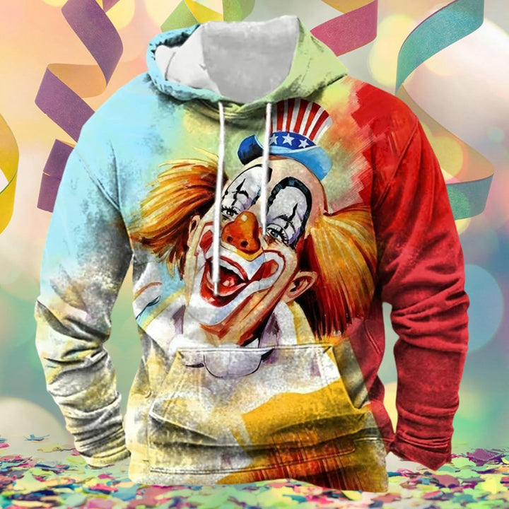 Kapuzenpullover mit Karnevalsprint weiches Fleece Sweatshirt Vordertasche verstellbarem Kordelzug kö