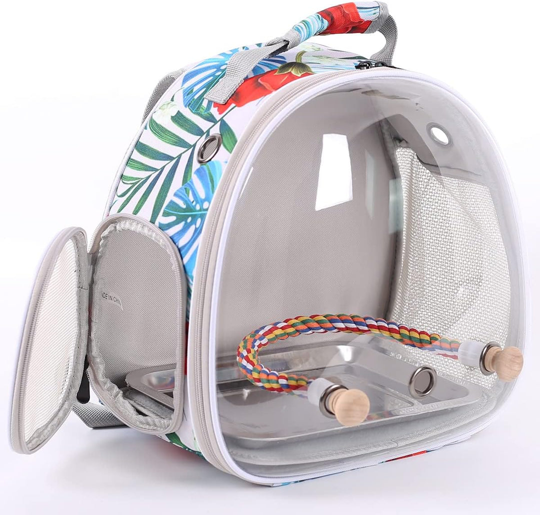 ORIZZP Vogeltrage-Rucksack mit Seilsitzstange, tragbarer Vogel-Reise-Rucksack (mehrfarbig, Vogelträg