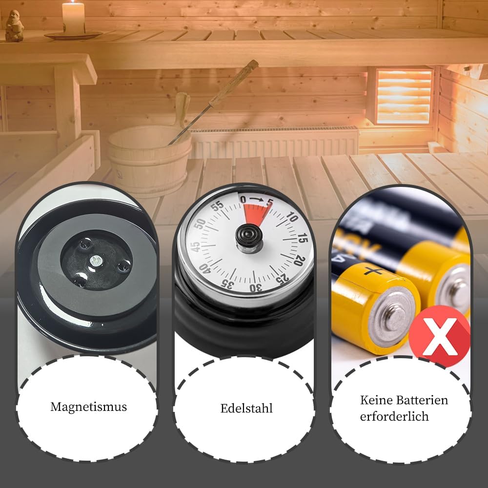 VOVCIG Edelstahl Sauna Timer, mechanischer Uhr-Timer für Saunäle und Wellnesszentren, Sauna-Zubehör,