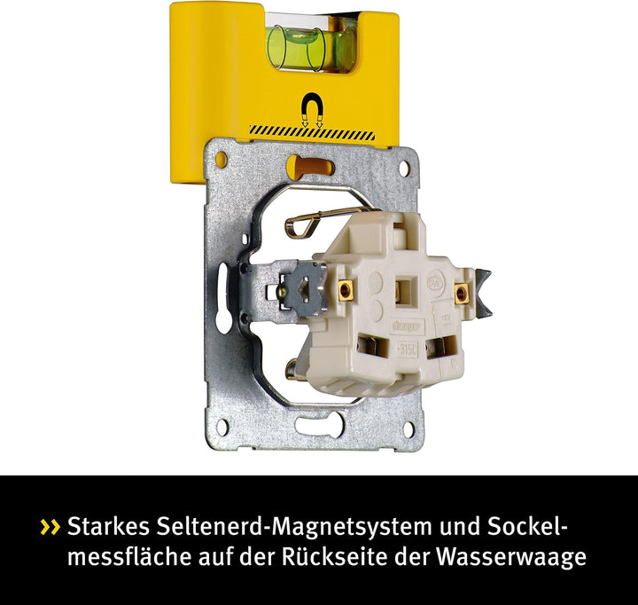 STABILA Mini-Wasserwaage Pocket Electric mit Gürtel-Clip, 7 cm, starker Seltenerd-Magnet, 1 Horizont