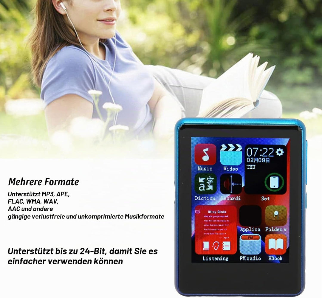 2,4 Zoll MP3 Player mit Voll Touchscreen, Bluetooth 5.0 Musikplayer mit 4 GB Flash Speicher und TF K