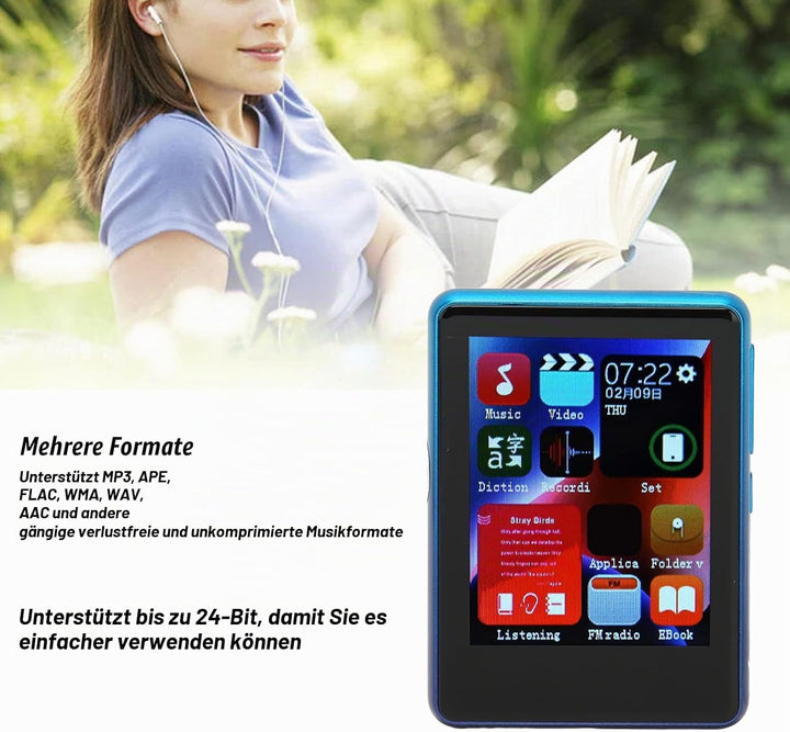 2,4 Zoll MP3 Player mit Voll Touchscreen, Bluetooth 5.0 Musikplayer mit 4 GB Flash Speicher und TF K
